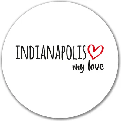 Produktbild von Huuraa Aufkleber Indianapolis my love 10cm rund Sticker Geschenkidee