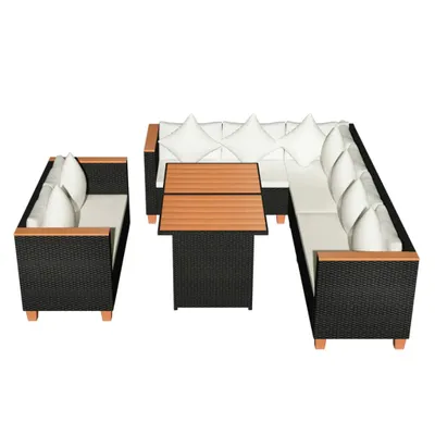Immagine prodotto di vidaXL set da giardino 5 pezzi con cuscini in poly rattan nero