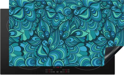 Produktbild von KitchenYeah© Herdabdeckplatte Design - Vintage - Blau - Türkis , 89x51cm, Küche Deko, Glaskeramikkochfeld Herdabdeckung, Abdeckplatte fùr Kochfeld