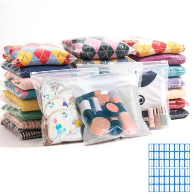 Immagine prodotto di Omgoods - Set di 35 sacchetti di plastica riutilizzabili con cerniera, dimensioni 40 x 50 cm, per l'organizzazione
