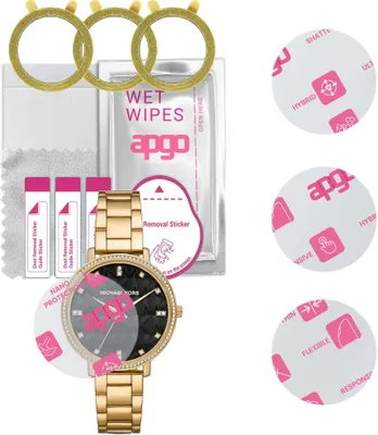 Produktbild von apgo 3 Stück Schutzglas, klar, kompatibel mit Michael Kors MKT5127 Smartwatch, Hybrid 8H, Ersatz für Hartglas, Displayschutzglas, Bildschirmschutz, Displayschutz, kratzfest