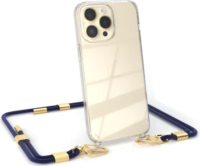 Produktbild von EAZY CASE Handykette für Apple iPhone 14 Pro Max, Transparente Silikonhülle mit Band, Clear Case, abnehmbar in  Blau