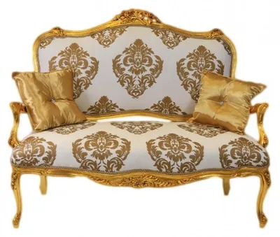 Produktbild von Casa Padrino Barock Sofa Weiss-Gold Muster / Gold - italienischer Stil - Barock Möbel
