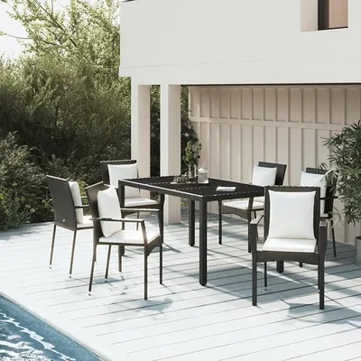 Obrázek produktu pro 7-dílná zahradní nábytková sada, jídelní set, ratanový zahradní set pro 6 osob, 6 křesel se stolem, nábytek na balkon, terasa, zahradní lounge set, kompletní zahradní nábytek
