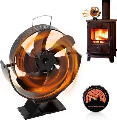 Produktbild von Eikuavons Kaminofen Ventilator StoveFan Hitzebetrieben Gebläse Stromloser mit Thermometer