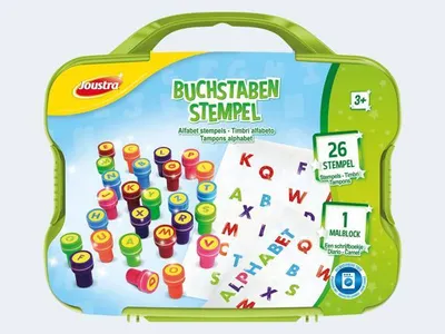 Produktbild von Joustra Motivstempel-Set "BUCHSTABENSTEMPEL" im Koffer
