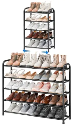Immagine prodotto di Scaffale espandibile per scarpe - 5 ripiani, salvaspazio, colore nero