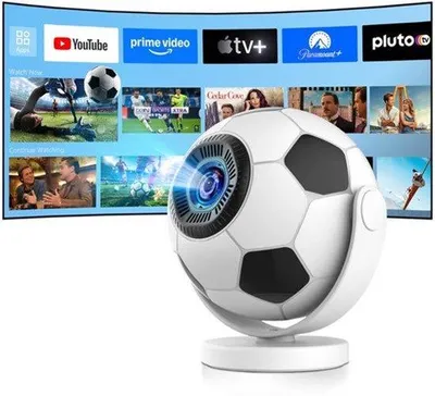 Zdjęcie produktu dla Mini projektor Android 14.0 - Rozdzielczość 1280 x 720 - Obsługa 4K - Wi-Fi 6, Bluetooth 5.4 - Przenośny projektor mobilny
