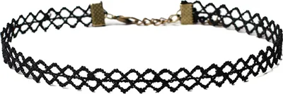 Produktbild von Damen-Halskette mit dreieckigem Anhänger, Blumenspitze, geschichtet, gewellt, Vintage-Stil, Samt-C6