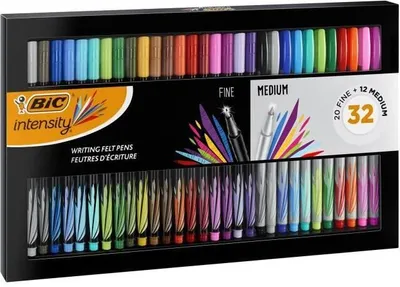 Zdjęcie produktu dla Zestaw flamastrów BIC Intensity z cienką i średnią końcówką - różne kolory, pudełko upominkowe