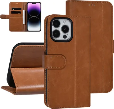 Produktbild von UNIQ Accessory iPhone 14 Pro Max Brown Booktype Card holder for 3 cards - Magnetic closure