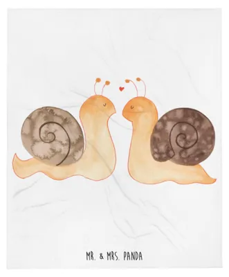 Produktbild von Mr. & Mrs. Panda Decke Schnecken Liebe - Weiß - Geschenk, Flauschige, Bettdecke, glücklich, Pärchen, Tagesdecke, Paar, Sofaüberwurf, Verliebt, Freundin, Große, Plaid