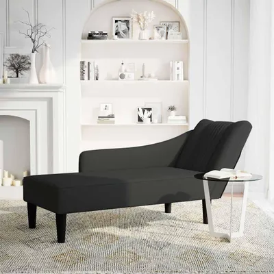 Image de vidaXL Chaise longue avec accoudoir à droite noir velours