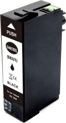 A black ink cartridge is shown against a white background.