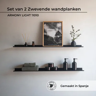 Produktbild von Wandregale 110 cm, 2er-Set, Metall, schwarz, für Dekoration