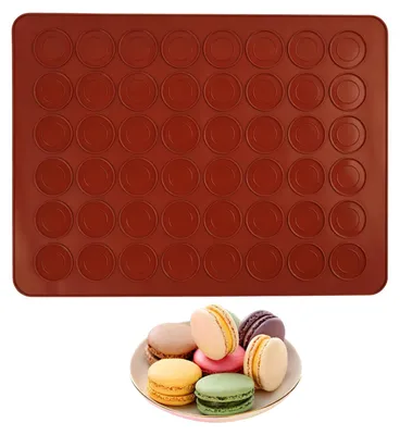 Produktbild von Silikon-Backmatte - Antihaftbeschichtet mit 30 Vertiefungen - Für Macarons, Kekse und Baiser - 30 Löcher