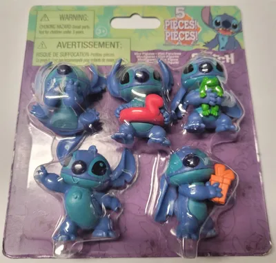 Imagen del producto de Just Play: Pack de 5 figuras de Disney Stitch, figuras coleccionables de 5,7 cm, color azul, alienígena, juguete para niños a partir de 3 años
