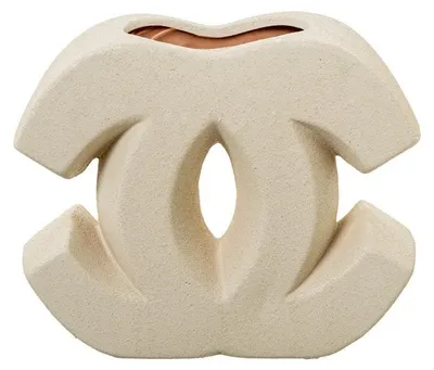 Keramik-Tafelvaas im Roh-Look, 17 x 20 x 6 cm