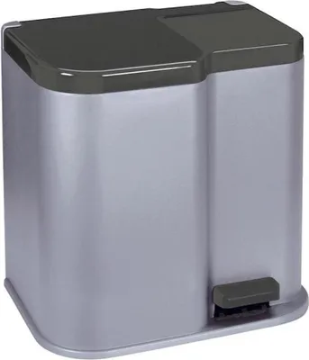 Produktbild von Tretmülleimer mit zwei Fächern | Duo | 21 Liter Fassungsvermögen | Silber
