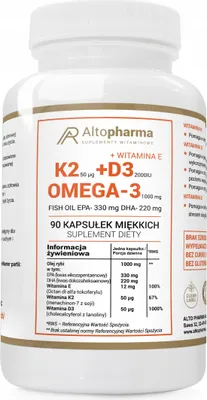 Produktbild von ALTO PHARMA Vitamin K2 MK-7 + D3 2000IU Vit E + Omega-3 90 Weichkapseln