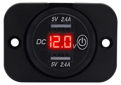 Produktbild von ProRide 12V USB Einbausteckdose 2x Ports Schalter Voltmeter 5V/2,4A