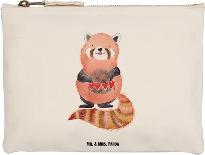 Produktbild von Mr. & Mrs. Panda Federtasche Roter Panda Größe M - Weiß - Geschenk, Herz, Schlampermäppchen, Federmappe, Lieblingsmensch, Rot, Schlamper, Liebe, Lustige Sprüche, Liebling