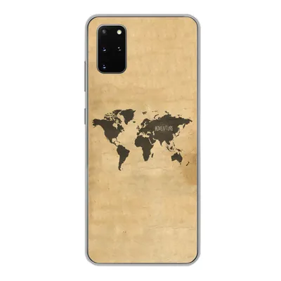 Produktbild von MuchoWow® Handyhülle Schutzhülle Hülle für Samsung Galaxy S20 Plus Weltkarte - Braun - Zitat Silikon Softcase Handy Hülle - Hartschale