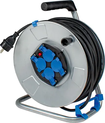 Produktbild von Kabeltrommel Innen 50m Metall Verlängerung H05RR-F 3G1.5 Kabel 4 Steckdosen IP20