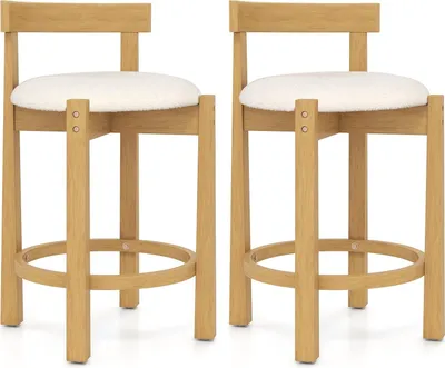 Zdjęcie produktu dla Zestaw 2 krzeseł barowych, drewno, wysokość siedziska 62 cm, kolor naturalny