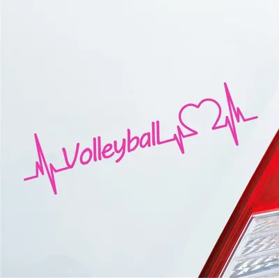Produktbild von Auto Aufkleber Volleyball Herzschlag Ballsport Halle Team Sport Liebe 19x5 cm Pink Sticker Heckscheibenaufkleber