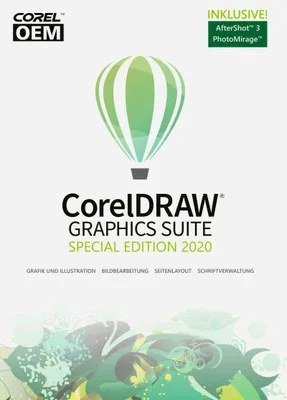 Produktbild von CorelDRAW Graphics Suite Special Edition2020 OEM+AfterShot3+PhotoMirage/ 1 PC / Dauerlizenz / Lizenz per E-Mail