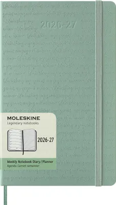 Produktbild von Moleskine 18 Monate Wochen Notizkalender 2026/2027, L/A5, 1 Wo = 1 Seite, rechts linierte Seite, fester Einband, Salbeigrün
