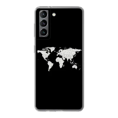 Produktbild von MuchoWow® Handyhülle Schutzhülle Hülle für Samsung Galaxy S21 Weltkarte - Muster - Schwarz Silikon Softcase Handy Hülle - Softcase