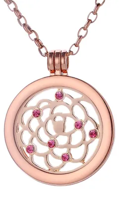 Produktbild von Morella Damen Halskette roségold 70 cm Edelstahl mit Amulett und Coin 33 mm Himmelsornament in Schmuckbeutel