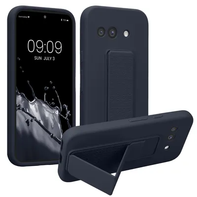 Produktbild von kwmobile Handyhülle für Google Pixel 9a Hülle - TPU Silikon Case mit Fingerhalter und Stand - Schutzhülle Cover in Heidelbeerblau