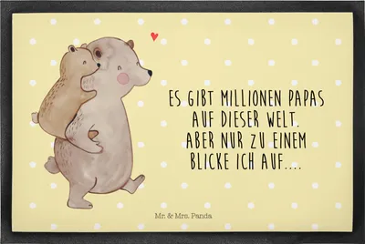 Produktbild von Mr. & Mrs. Panda bodenmatte Papa Bär 40 x 60 cm - Gelb Pastell - Geschenk, Schmutzfangmatte, Geburtstag, Muttertag, Schmutzmatte, Vatertag, fußmatte, Bodenvorleger
