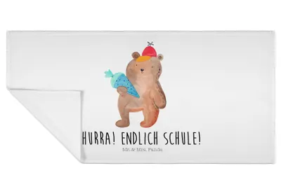 Produktbild von Mr. & Mrs. Panda Handtuch Bär Schultüte - Weiß - Geschenk, Einschulung, baumwolle, Teddy, Flauschtuch, gesichtshandtuch, Grundschule, Erster Schultag, 50x100, Schulanfang