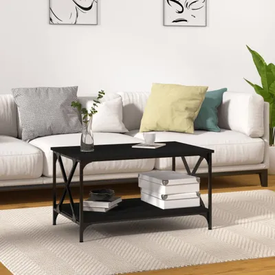 Produktbild von "2026 Promotion" Couchtisch Wohnzimmer - Kaffeetisch - Schwarz 80x50x45 cm Holzwerkstoff und Eisen - Sofatisch CC28927