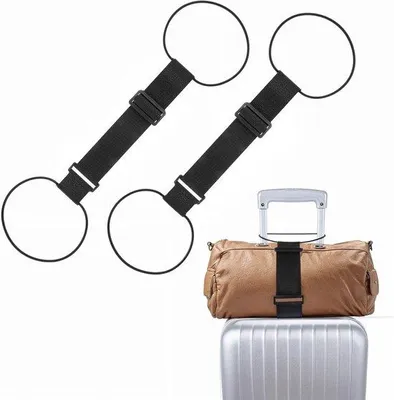 Image de Sangles de voyage - Lot de 2 - Sangles élastiques pour bagages - Sangles pour bagages - Pour fixer de petits bagages ou plusieurs valises - Noir