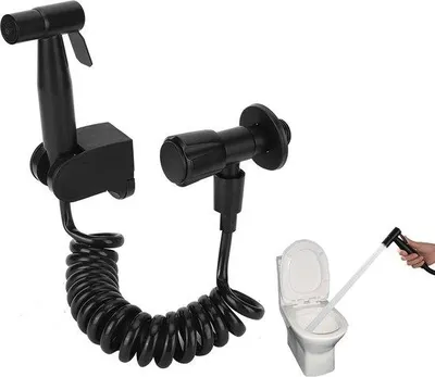 Produktbild von Edelstahl Bidet Sproeier Set Schwarz Bad Toiletten
