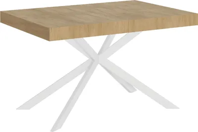 Produktbild von ITYHOME - Ausziehtisch 120/224x90 cm Plaker Eiche Natur Tischbeine Weiß