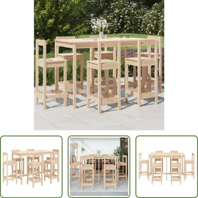 Produktbild von The Living Store 7-tlg. Gartenbar-Set Massivholz Kiefer