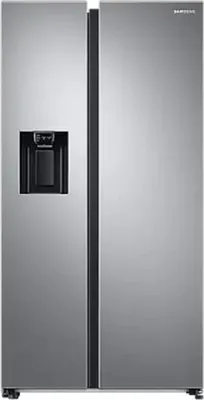 Produktbild von Samsung RS6GA854CSL/EG Freistehende Side-by-Side Kombi, 2 TÃ1/4ren, Metalldekor, 409 l Nutzinhalt KÃ1/4hlteil, 226 l Nutzinhalt Gefrierteil, 91,2 cm Breite, , 225 kWh/Jahr, 4 Sterne, 35 dB Geräuschemissionen, Inverter-Motor, Smartphone-Steuerung, NoFrost-System, EiswÃ1/4rfelspender, Wasserspender