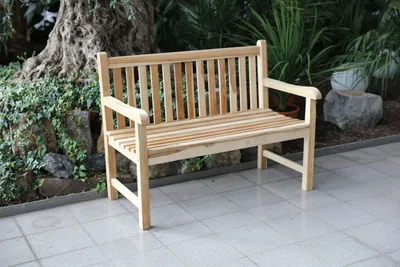 Image de BURI Banc de jardin en teck Java Banc 2 places en bois Banc de parc Meubles de jardin