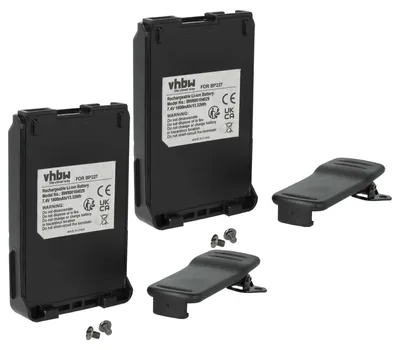 Produktbild von vhbw 2x Akku kompatibel mit Icom IC-V85E Funkgerät, Walkie Talkie (1800 mAh, 7,4 V, Li-Ion) + Gürtelclip