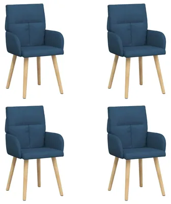 Immagine prodotto di vidaXL Sedie da pranzo, 4 pezzi, tessuto blu, 60 x 56 x 96 cm