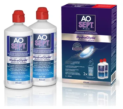 Produktbild von AOSEPT Plus HydraGlyde Systempack 4x 360ml Kontaktlinsenpflegemittel