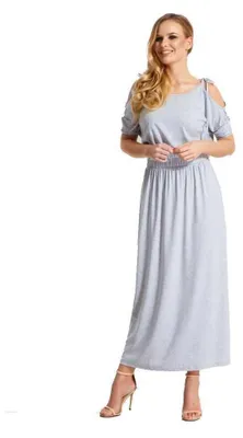 Produktbild von Damen Kleid Elegant 3/4 Arm Schulterfrei; Graumeliert M/L
