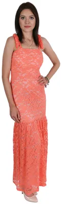 Produktbild von John Zack Orangefarbenes Maxikleid aus Spitze XL