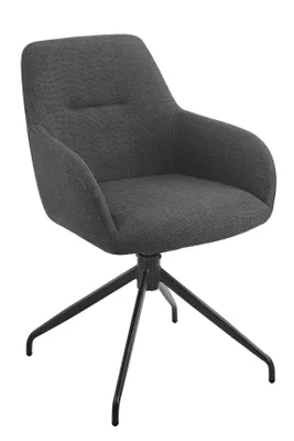 Produktbild von Hela Tische,Armlehnstuhl Triest -Bezug Webstoff Anthrazit -Metall Drehgestell Schwarz 360° -gepolsterte Armlehnen -Relaxfunktion -e Stoffe
